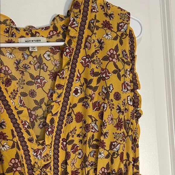 Max Studio Yellow Floral Midi Dress - Picture 3 of 7